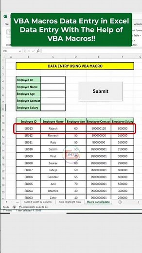 Create Professional Data Entry Form in Excel with VBA Macro