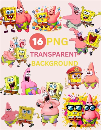 Spongebob and Patrik 16 PNG SVG Bundle, Funny Cartoon Characters Clipart, Patrick and Friend Sublimation, Cute Nickelodeon Spongebob PNG Set - Etsy