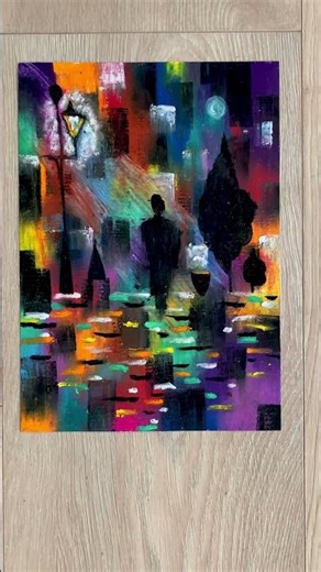 Dreamy river - abstract painting in oil pastel / colorful art demonstration