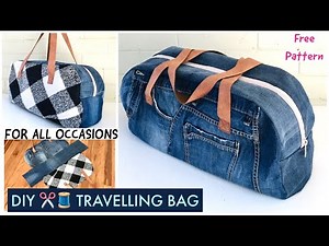 DIY BIG TRAVEL BAG/JEANS BAG/CARRY/WEEKEND BAG/RECYCLE/REUSE OLD CLOTHES/SEWING TUTORIAL/เย็บกระเป๋า