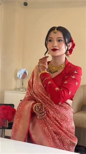 Red reception bride #trend #bridemaid #wedding #shortvideo #shortvideo #makeup