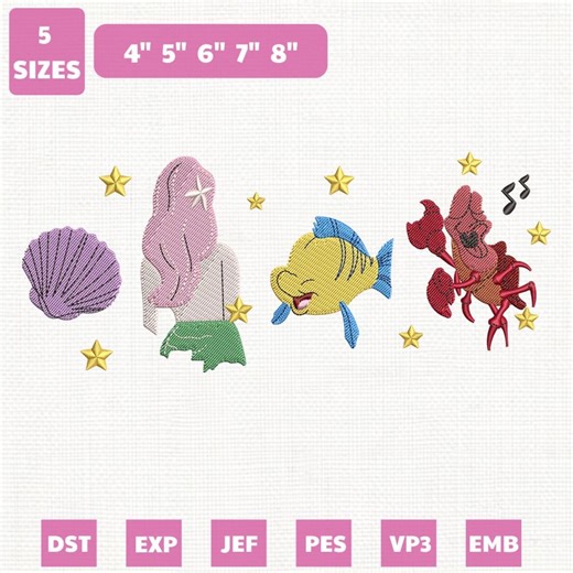 Little Mermaid Ariel Machine Embroidery File, Disney Princess Design (instant Download) - Etsy