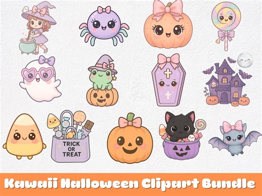 Kawaii Halloween Clipart Bundle, Kawaii Clip Art, Kawaii Art, Kawaii Cute Clipart, 13 Cute Pastel Ghost Svg & Png Files for Cricut - Etsy