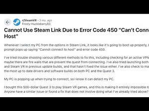 How To Resolve SteamVR Error Code 450?