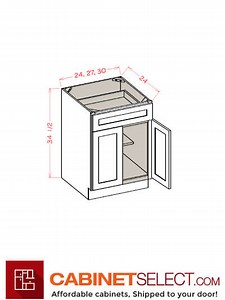 WS-B27: Shaker White 27″ Double Door Single Drawer Cabinet