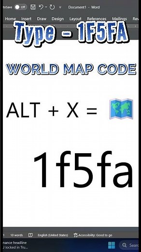 Word Tip 12 - How to insert 🗺️ (U+1F5FA) symbol in Microsoft Word