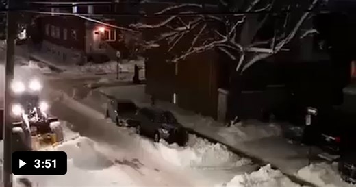 The snow removal machines clearing the streets. - Video