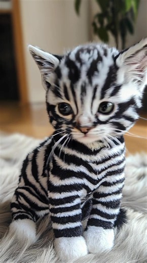 Beautiful zebra-striped kitten playing and getting chin scratches! 🦓🐾 #zebracat #uniquepets #kitten #cattok #cute