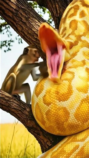 🐵🌿 Peacekeeper Monkey Saves Jungle Creatures From Python Attack! 🐍#animals #wildlife #rescue #python