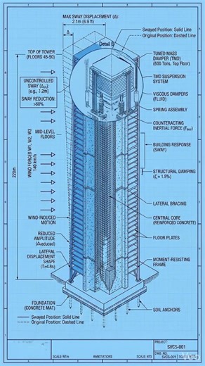 How Giant Dampers Stabilise Skyscrapers #engineering #construction #civilengineering