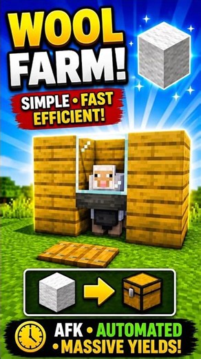 Easy Wool Farm For Minecraft 1.21+/26.1+ #minecraft #minecraftshorts #redstone