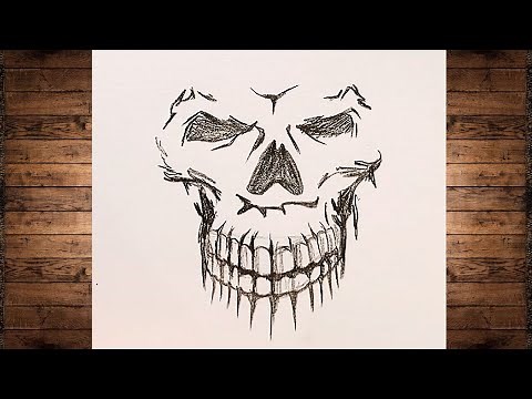 how to draw a scary skull step by step for beginners