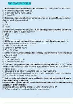 Chp Practice Test 3 1 Headlamps On School Buses Should