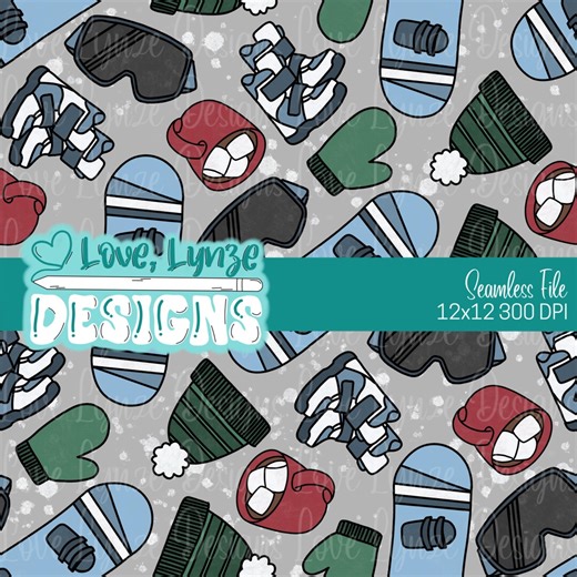 Winter Snowboarding Seamless | Snowboard PNG | Winter Sports Graphics | 300 DPI Digital Download - Etsy