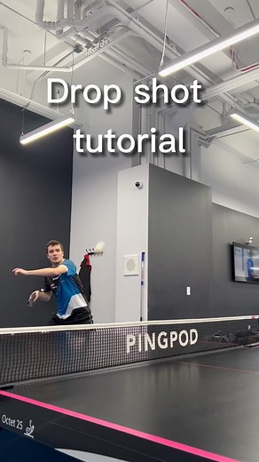 Drop shot tutorial: Make sure to move your feet and stay low, get close to the table, and refrain from reaching for the ball. Hit the ball immediately after the bounce. Absorb the ball, you want the ball to dwell for a long time on your rubber. Adjust the paddle angle depending on how spinny the ball is. The shorter the ball, the easier it will be to drop shot. Book a coach today and take your drop shot game to the next level. (LINK IN BIO). | PINGPOD