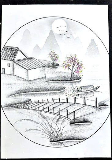 How to draw a beautiful scenery with a pencil #draw #drawingtutorial #art #drawing #fblifestyle | SSR Art's