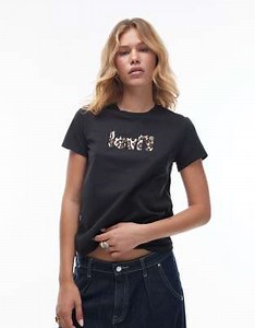 Levi's Perfect t-shirt with leopard logo in black | ASOS
