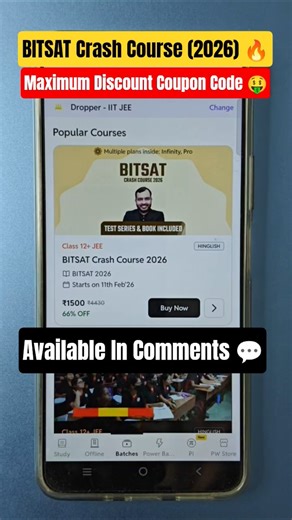 Bitsat Crash Course 2026 pw | Bitsat Crash Course 2026 Maximum Discount Coupon Code 🔥🤑 #pwcouponcode
