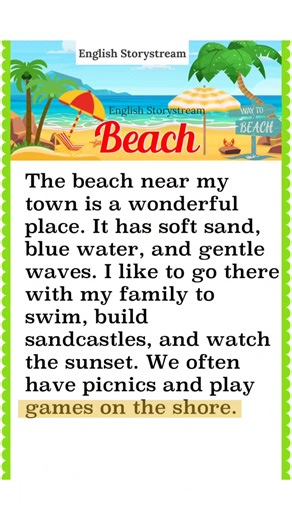 Talking about Beach in English 📖🌿 #English #beach #englishlearning #englishforkids | English for kids