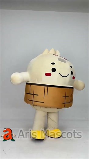 Adult Inflatable Steamed Bun Costume Cute Baozi Blow Up Mascot Suit for Food Festival Birthday Party