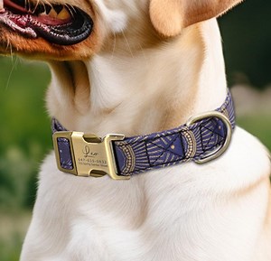 Engraved Dog Collar Personalized With Name Address Number Text Cotton Pet Collar Customizable Puppy Collar Japanese Waves Color - Etsy