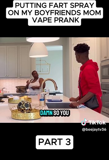 Fart Spray Prank on Boyfriend's Mom with Vaping Twist