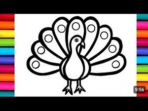 Beautiful Peacock Drawing for Kids 🦚 | Simple Peacock Art