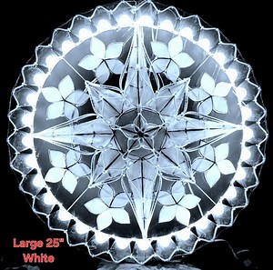 Large 25" Parol Tala White Light - Free Ship 110v | LED Capiz Lantern | Handcrafted Filipino Christmas Decor