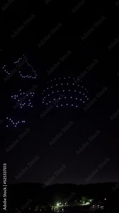 Thousands of drones flying show at night
