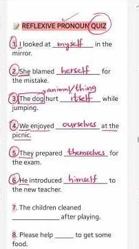 Day 72 Pronoun Part 12 Reflexive pronouns | quiz on Reflexive pronouns #education #shortsfeed