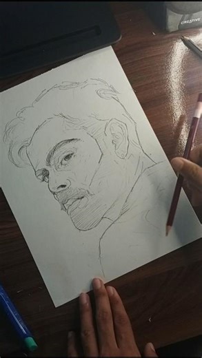 Virat Kohli Drawing, New Look 😍 #art #sketch #artist #draw #shortvideo #pencildrawing #vairal