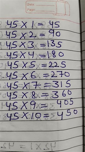 Table of 45👍#maths #mathematicalproblem #mathswalimadam #mathstricks #youtubeshorts#viral