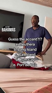 Guess the accent?!? a. Eleuthera b. Long Island c. Cat Island d. Rum Cay e. Port de Paix Credits: Thea Saunders ****************************** HA IT GO BAHAMAS 🇧🇸 WE ARE YOUR FIRST SOURCE FOR EVERYTHING BAHAMIAN AND MORE!!!! DISCLAIMER: WE DO NOT OWN THE RIGHTS TO THIS VIDEO. THIS VIDEO WAS SHARED FOR EDUCATIONAL PURPOSES ONLY. #haitgobahamas #haitgobahamas🇧🇸🇧🇸 #bahamas #bahamas🇧🇸#bahamastiktok#bahamastiktok🇧🇸#242bahamas #bahamas #bahamiantiktok#bahamiantiktok🇧🇸🇧🇸#bahamastiktok🇧🇸