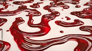 Abstract Red Liquid Pattern. Red liquid flowing and creating an abstract pattern on a white background. The liquid appears glossy and viscous, with dynamic and organic movement.