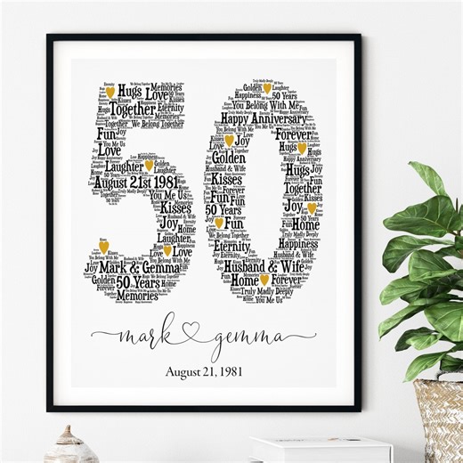 50th ANNIVERSARY Gift Digital Download, Personalized Word Art, Unique Anniversary Gift, 50 Year Gold Wedding Anniversary Gift, Unique Gift - Etsy