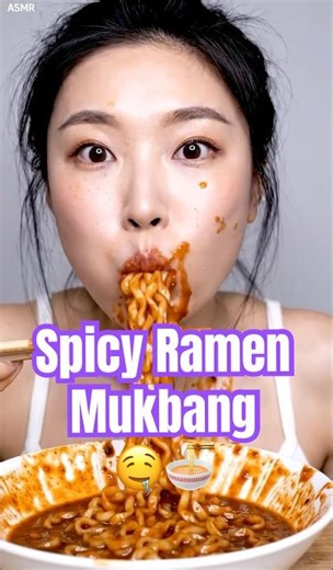 Spicy Noodle ASMR Mukbang 🍜🔥 She Never Broke Eye Contact & We Can't Look Away Too #viral #mukbang