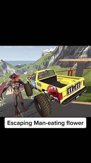 Escaping man-eating flower 🤢🤢 How will you act if you met such creatures? #racing #beamng #carcrash #gaming #horror #scary