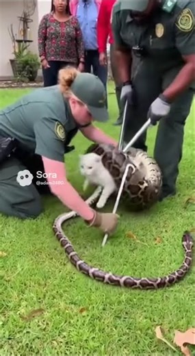 Wildlife Officers Saving a Cat From Python #wildliferescue #wildlife #animals