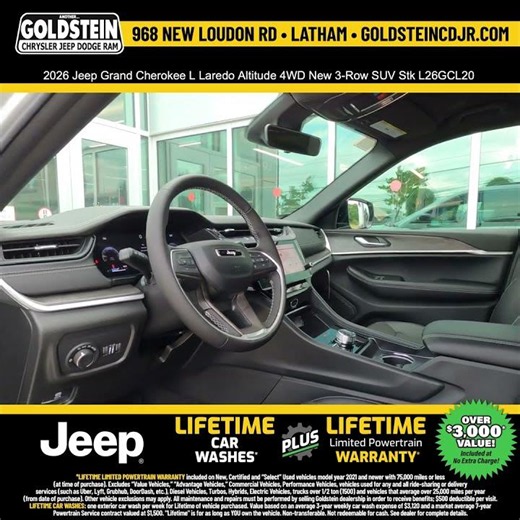 2026 Jeep Grand Cherokee L Laredo Altitude 4WD New 3 Row SUV Stk L26GCL20