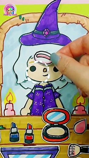 DIY Witch Makeup Tutorial with Toca Boca Gamebook | Halloween Paper Doll - Pink Ping World