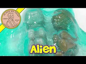 Aliens! Silver & Gold Splat in Blue Putty Plastic Egg