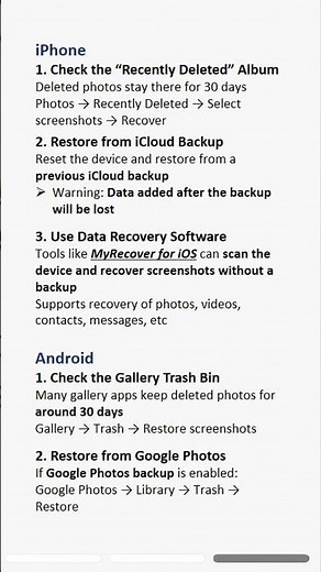 Accidentally deleted important screenshots? Don’t worry. #screenshot #deleted