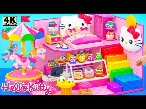 Build Pink Playground House Hello Kitty Style with Carousel, Bake Shop, Bedroom | DIY Miniature