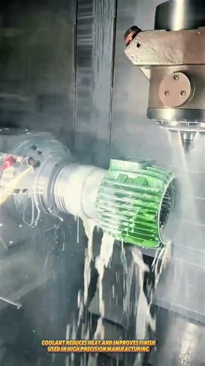CNC Milling Machine Shapes Metal Parts with Extreme Precision Using Coolant System #machine