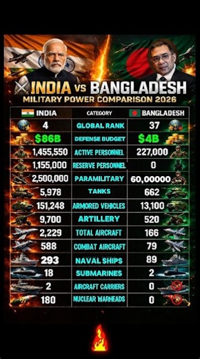 India vs Bangladesh Military Power Comparison 2026 #indiavsbangladesh
