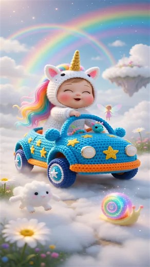Tiny kitty baby zooming through a magical crochet world in her fluffy pink car 🌸🚗💕 Who’s joining this dreamy ride? #Amigurumi #CrochetTok #CuteBaby #Whimsical #CrochetBaby