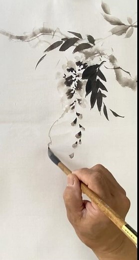 『藤の花を描く』 松師古の水墨画 #描き方
