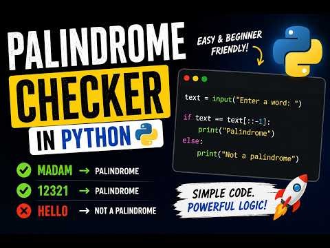 Palindrome checker in Python 🐍 / Easy Coding Tutorial..