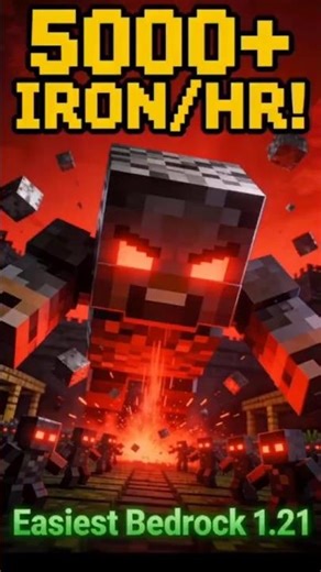 Easiest Iron Farm Minecraft Bedrock 1.21 (5000+/Hr) 🛠️ #shorts #minecraft