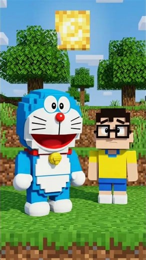 Doraemon and Nobita appeared in Minecraft #doraemon #nobitashizuka #minecraft #minecraftmods#aivideo